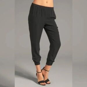Theory "Arai" 100% Silk Cuffed Joggers in Black Size S Small EUC!!!